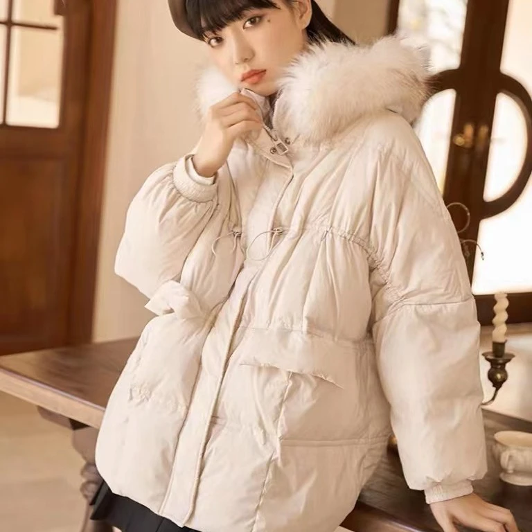 2023秋冬新款女士羽绒服外套冬季子毛领鹅绒服#QSQW31140