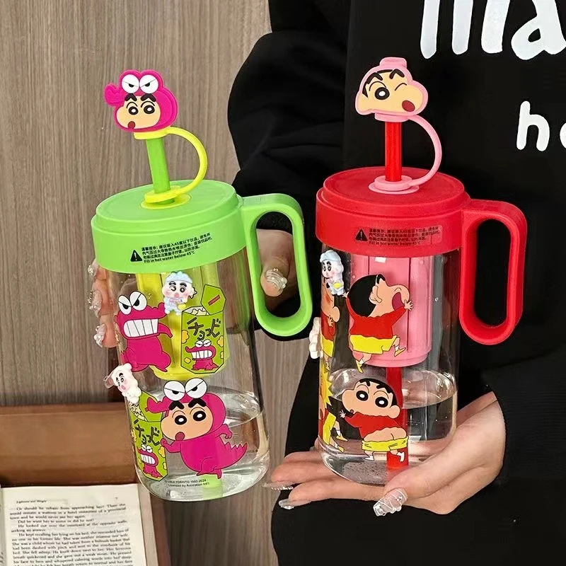 蜡笔小新2024新款水杯玻璃杯女高颜值耐高温茶水分离泡茶杯子便携