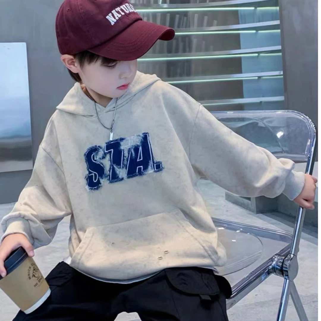 春季童装儿童时尚潮流百搭连帽卫衣-DH042