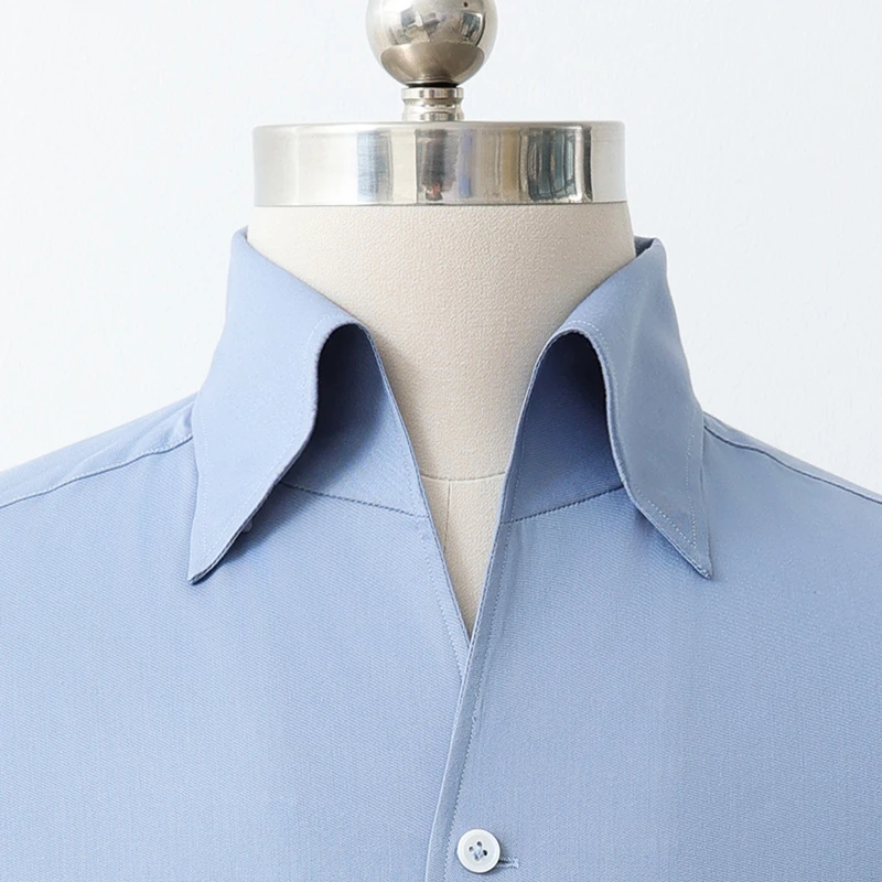 【抗皱免烫】意式高档男士商务休闲一片领竹纤维长袖衬衫男