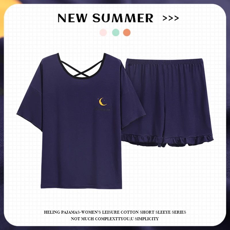 2025新款莫代尔凉感短袖短裤女士睡衣加大码胖mm宽松可外穿家居服