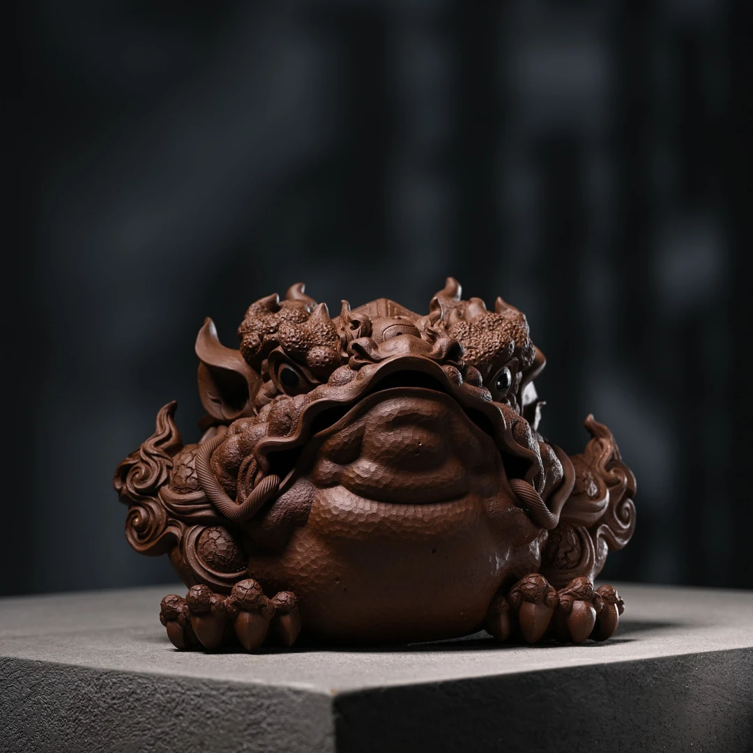 柏年溯艺《浩蟾》吉柏年原创设计紫砂茶宠 全手精工 可养 招财金蟾