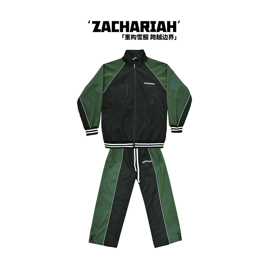 ZACHARIAH24/25【黑绿美式】复古校园风滑雪服套装潮流宽松滑雪衣