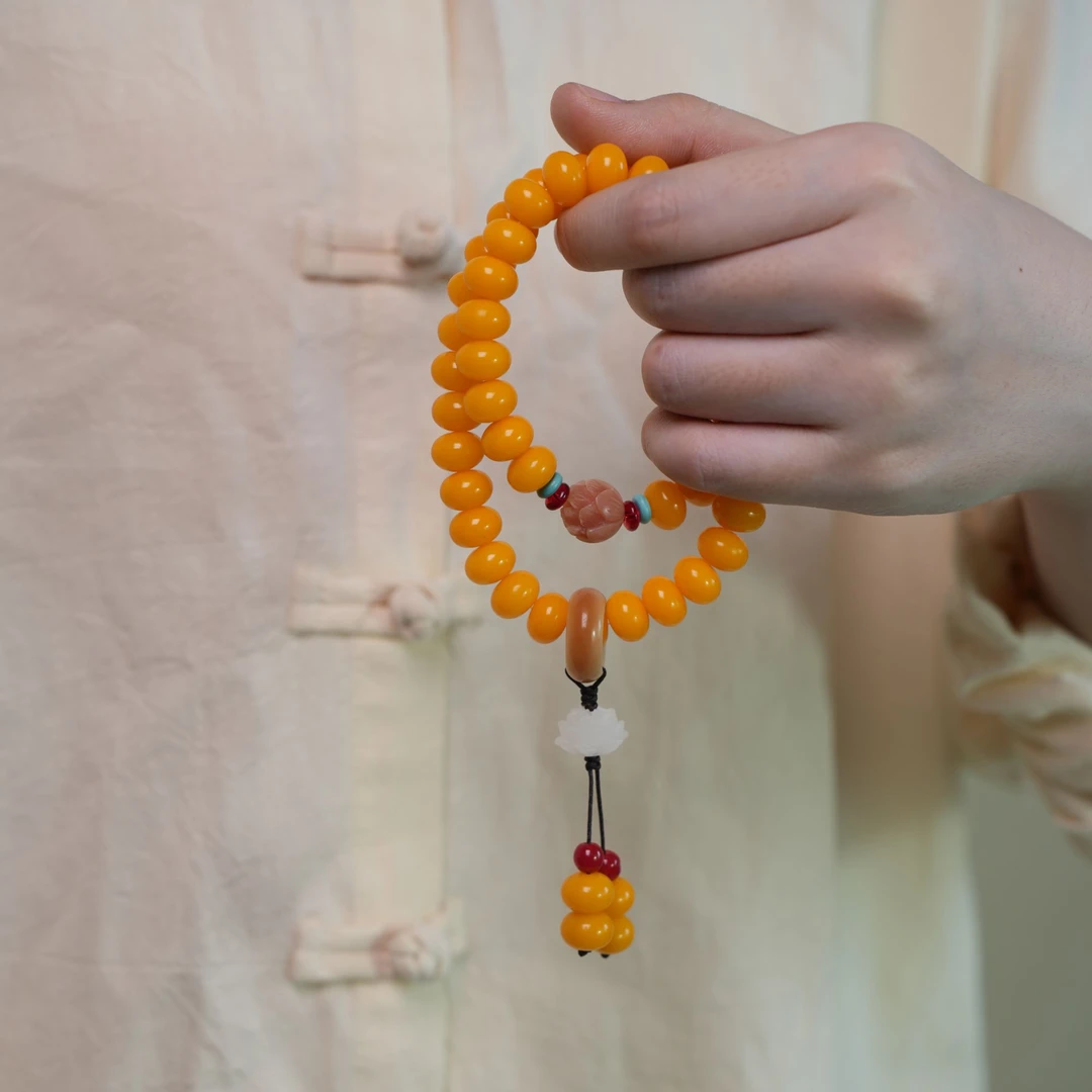 【好运连连】黄菩提算盘珠双圈手持