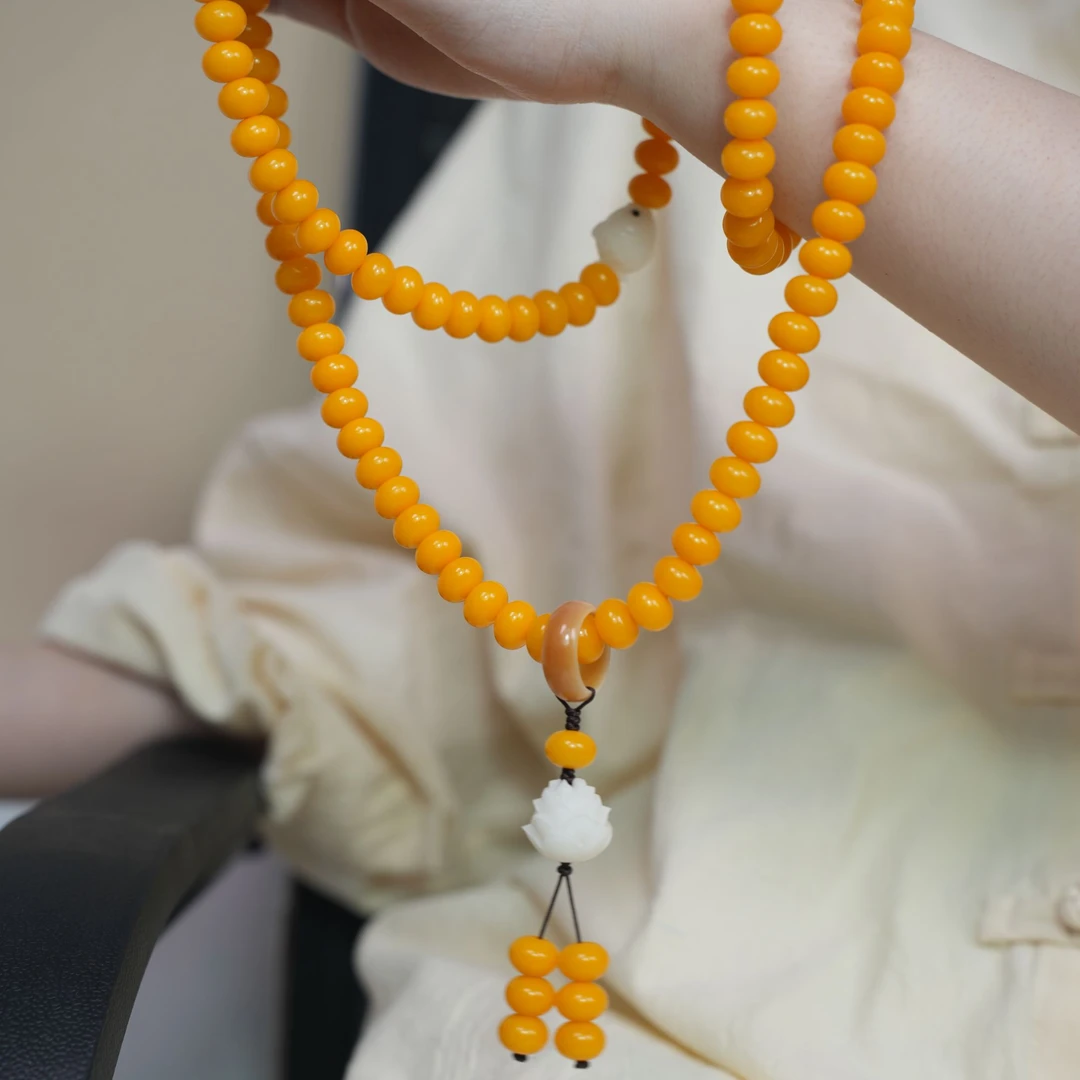 【年年有鱼】108颗算盘珠黄菩提脖挂