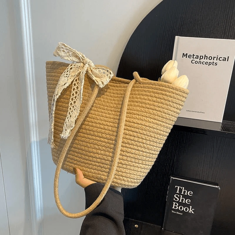 单肩夏天草编包女款爆款百搭款新款网红海边潮流包海边度假托特包