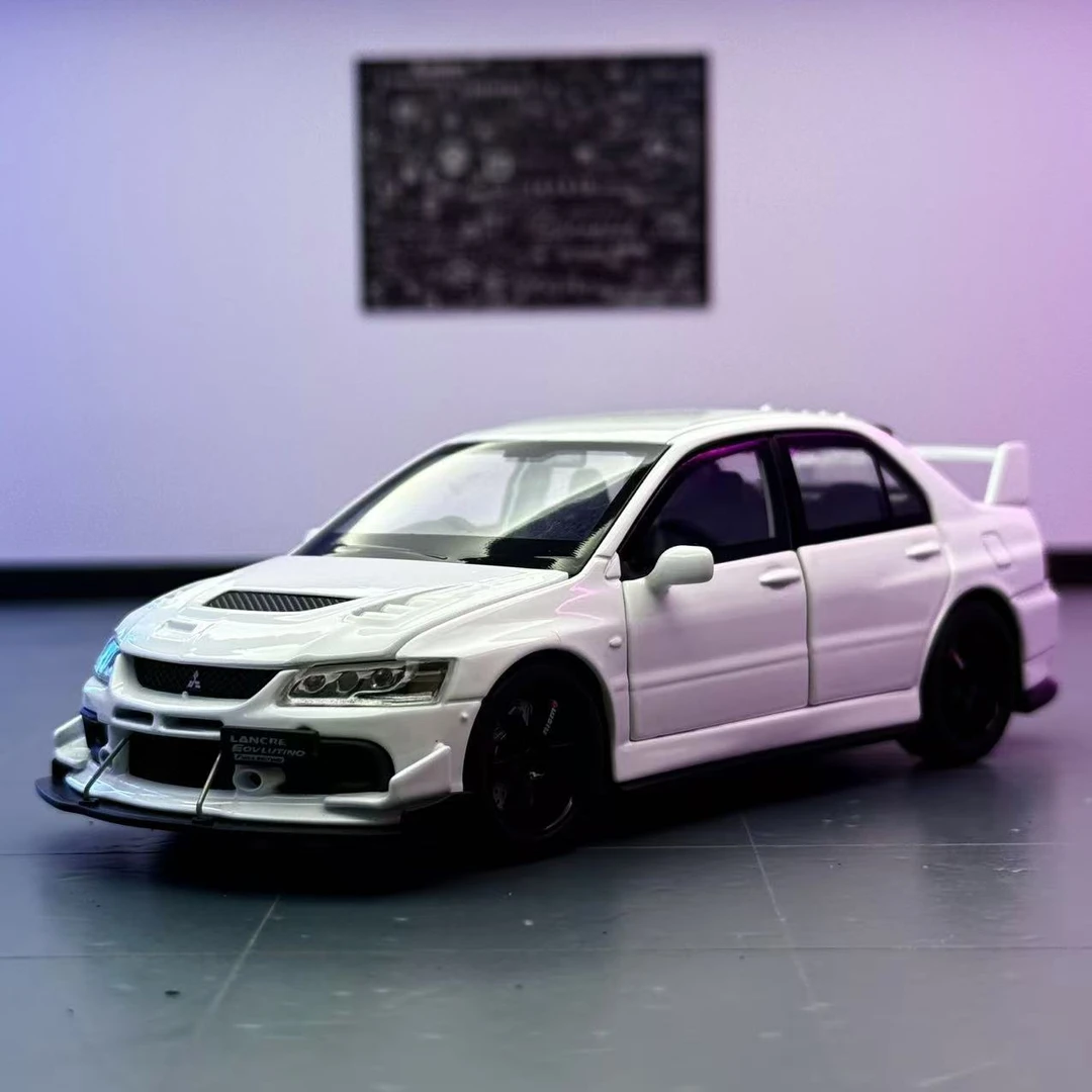 1:32三菱九代EVO车模型收藏摆件仿真声光回力转向避震合金车模男