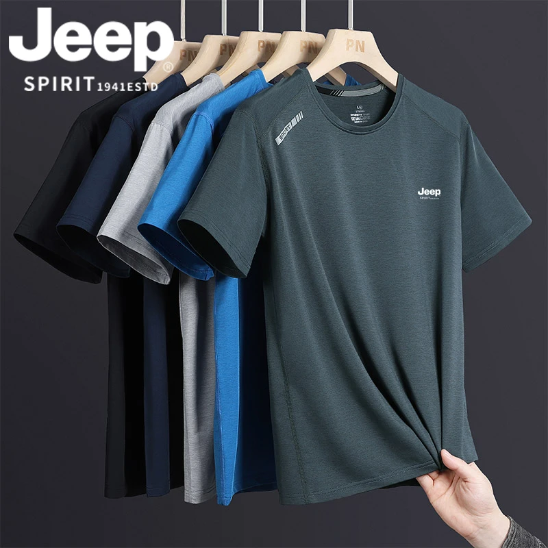 JEEP吉普速干短袖快干男士衣服宽松大码吸汗透气冰丝t恤T跑步运动