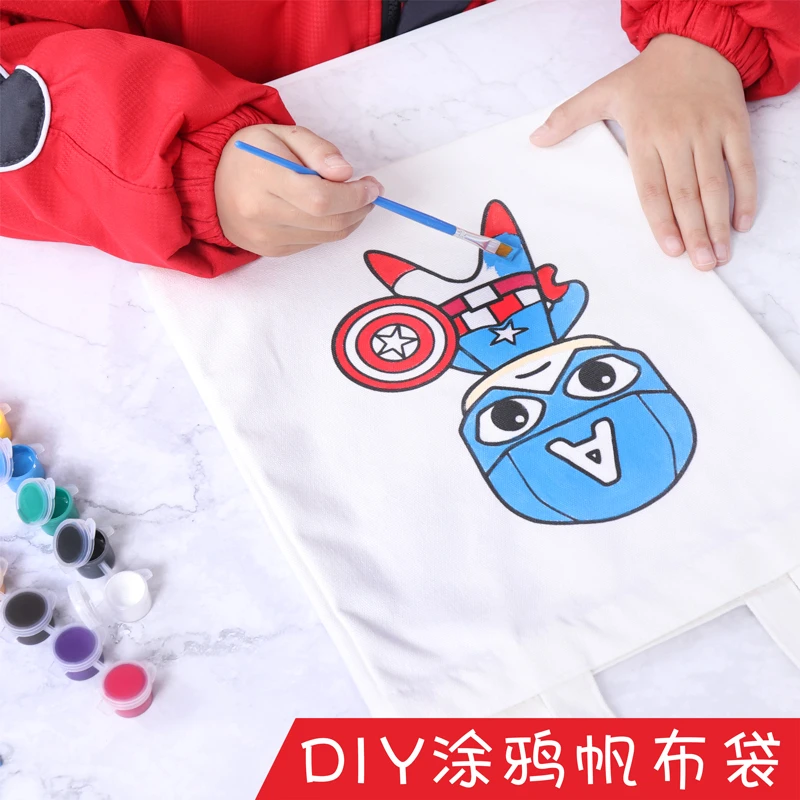 手绘涂鸦帆布袋创意DIY填色袋幼儿园小礼物