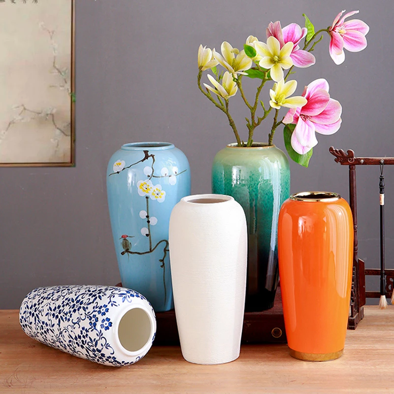 【新款】新中式陶瓷花瓶古风中国风干花鲜花银柳客厅家居装饰品摆件