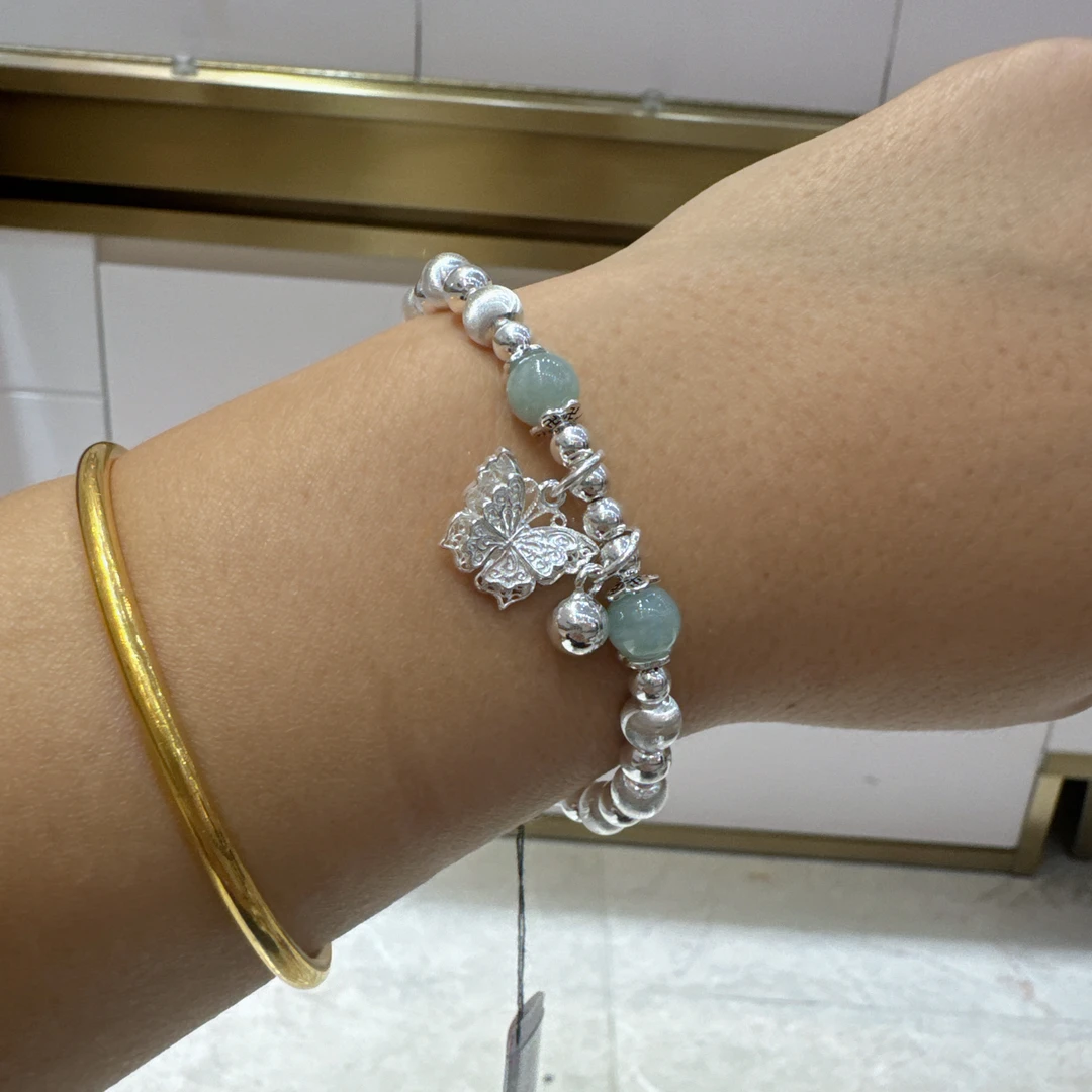 足银手链 ✨新款蝴蝶猫眼珠