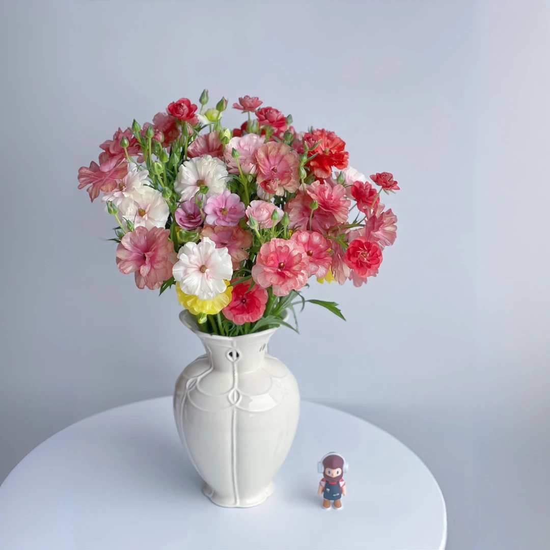 私花主义双排孔镂空陶瓷花瓶婚礼瓶白色高温陶瓷插花鲜花家居饰品