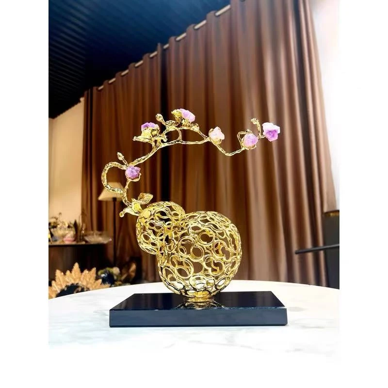 轻奢家居饰品水晶葫芦摆件玄关玻璃酒柜艺术高档大气摆设