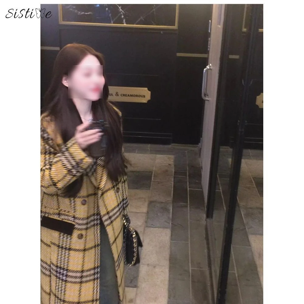 格子呢子大衣女秋冬高级感小个子加厚毛呢外套赫本风