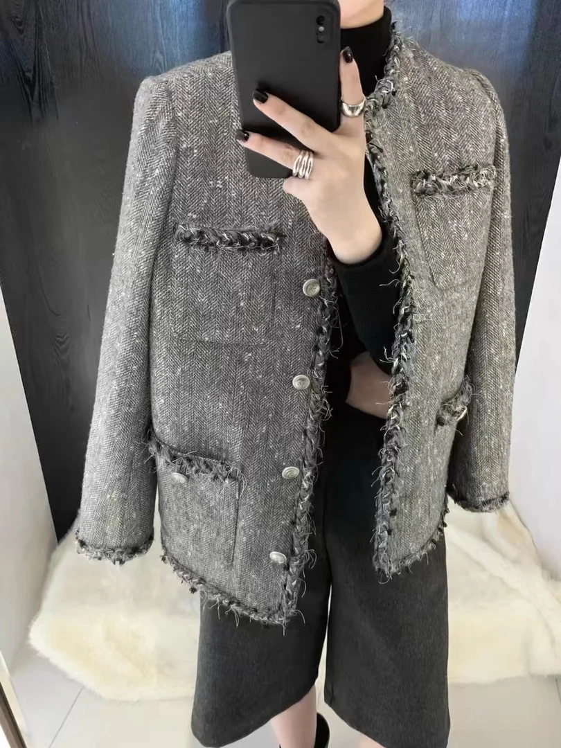 高级感小香风外套女秋冬时尚气质百搭通勤加厚短外套