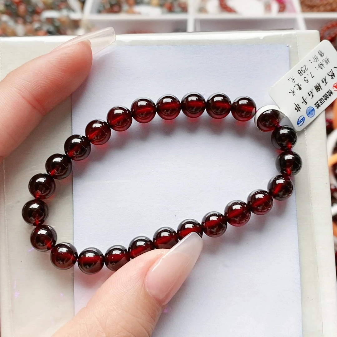 石榴石手链未镶嵌精品7.5mm