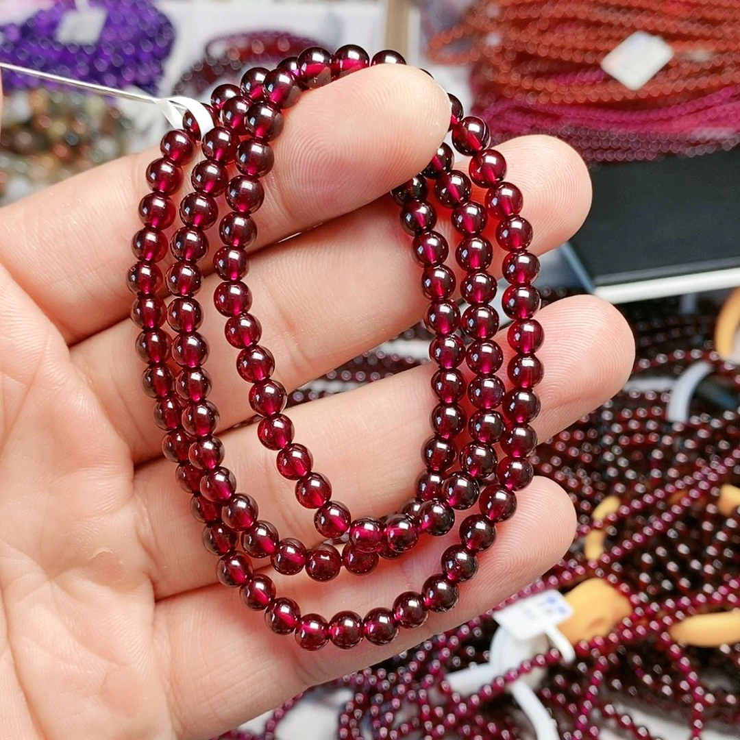 石榴石手链未镶嵌5.2mm玫红天花板