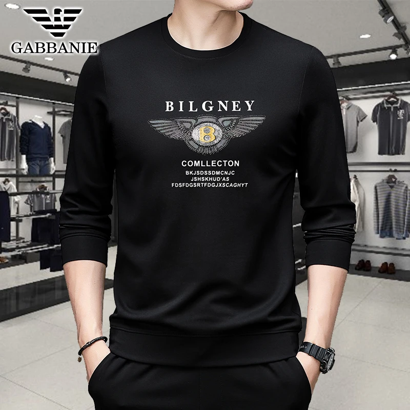 意大利品牌秋季轻奢男上衣休闲时尚男士卫衣百搭中青年印花长袖男