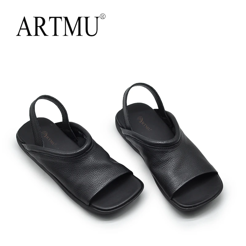 Artmu阿木真皮平底凉鞋女款新款外穿露趾罗马凉鞋舒适百搭9055
