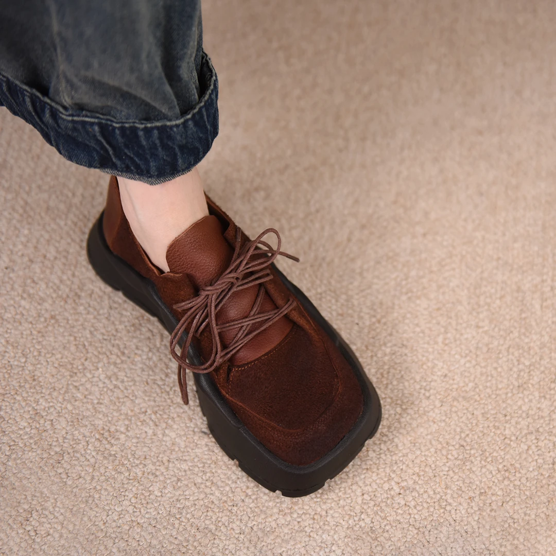 【清仓】Artmu阿木原创复古方头系带小皮鞋厚底单鞋休闲鞋秋727-3