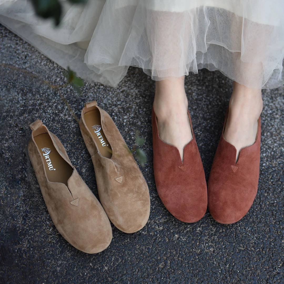 Artmu阿木真皮平底一脚蹬女鞋软底乐福鞋懒人豆豆鞋春新款9736-2