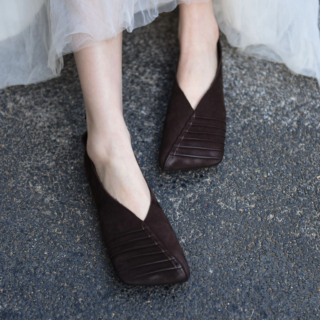 Artmu阿木原创一脚蹬方头懒人鞋真皮浅口单鞋女新款春款11988-6