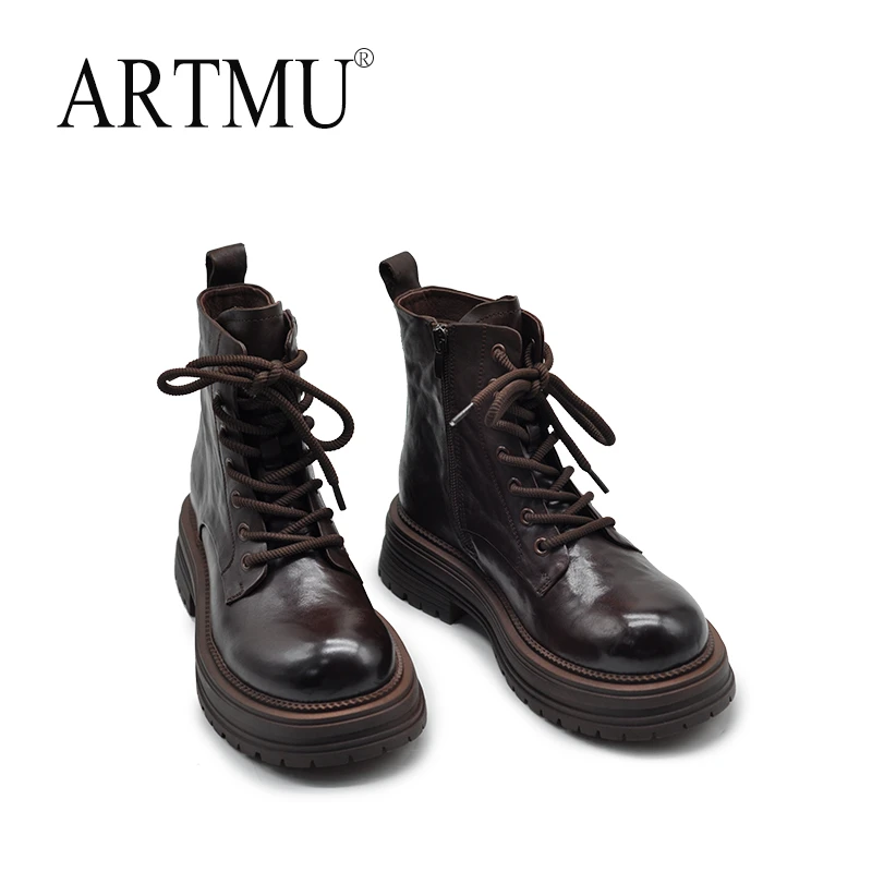 Artmu阿木英伦风马丁靴女厚底短靴子新爆款真皮机车靴百搭839201