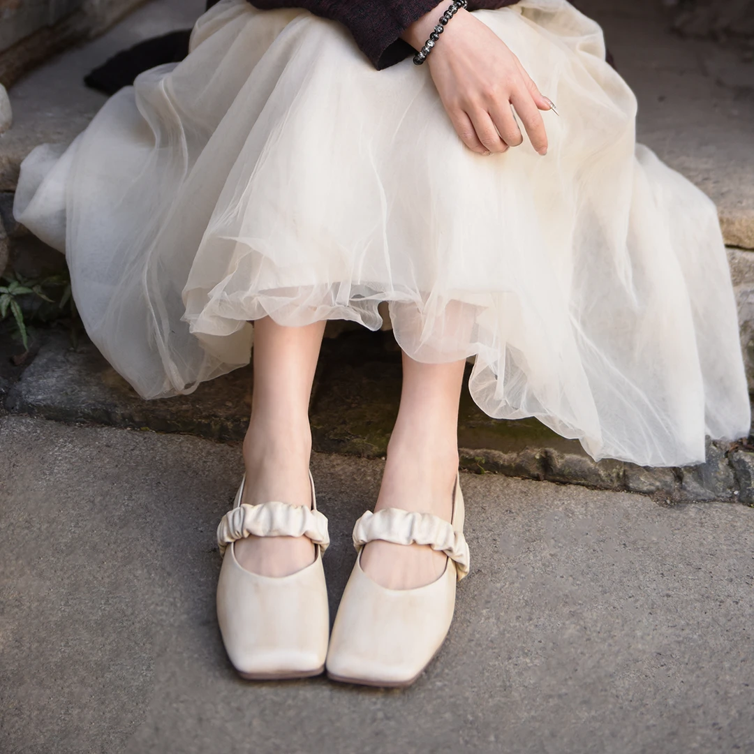 Artmu阿木原创复古方头浅口单鞋女玛丽珍鞋晚晚风温柔鞋新P2210-3