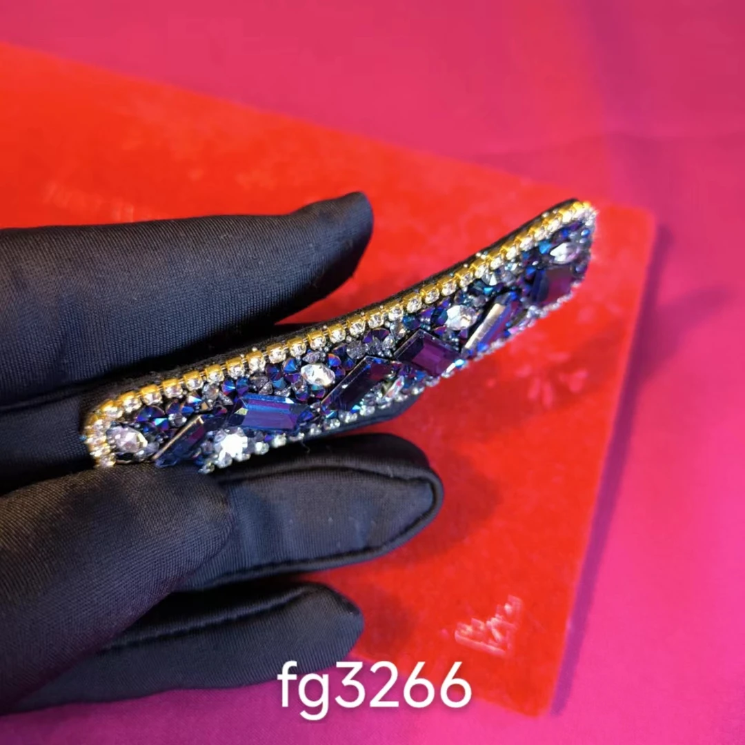 蓝色长方形闪亮满钻BB夹秋冬轻奢欧洲出口520发夹 FG3266
