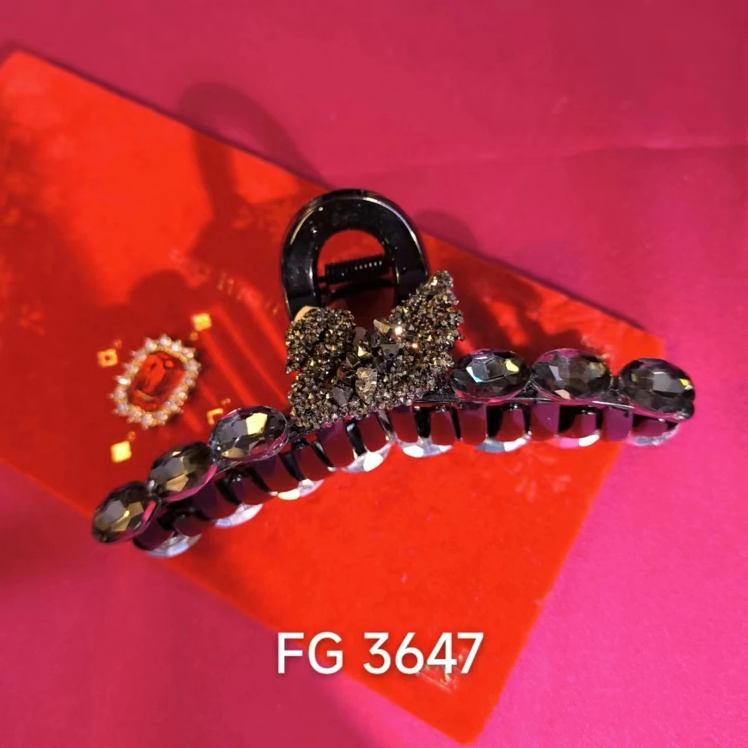 黑色满钻天鹅黑色椭圆闪亮鲨鱼夹时尚欧洲出口发夹 FG3647