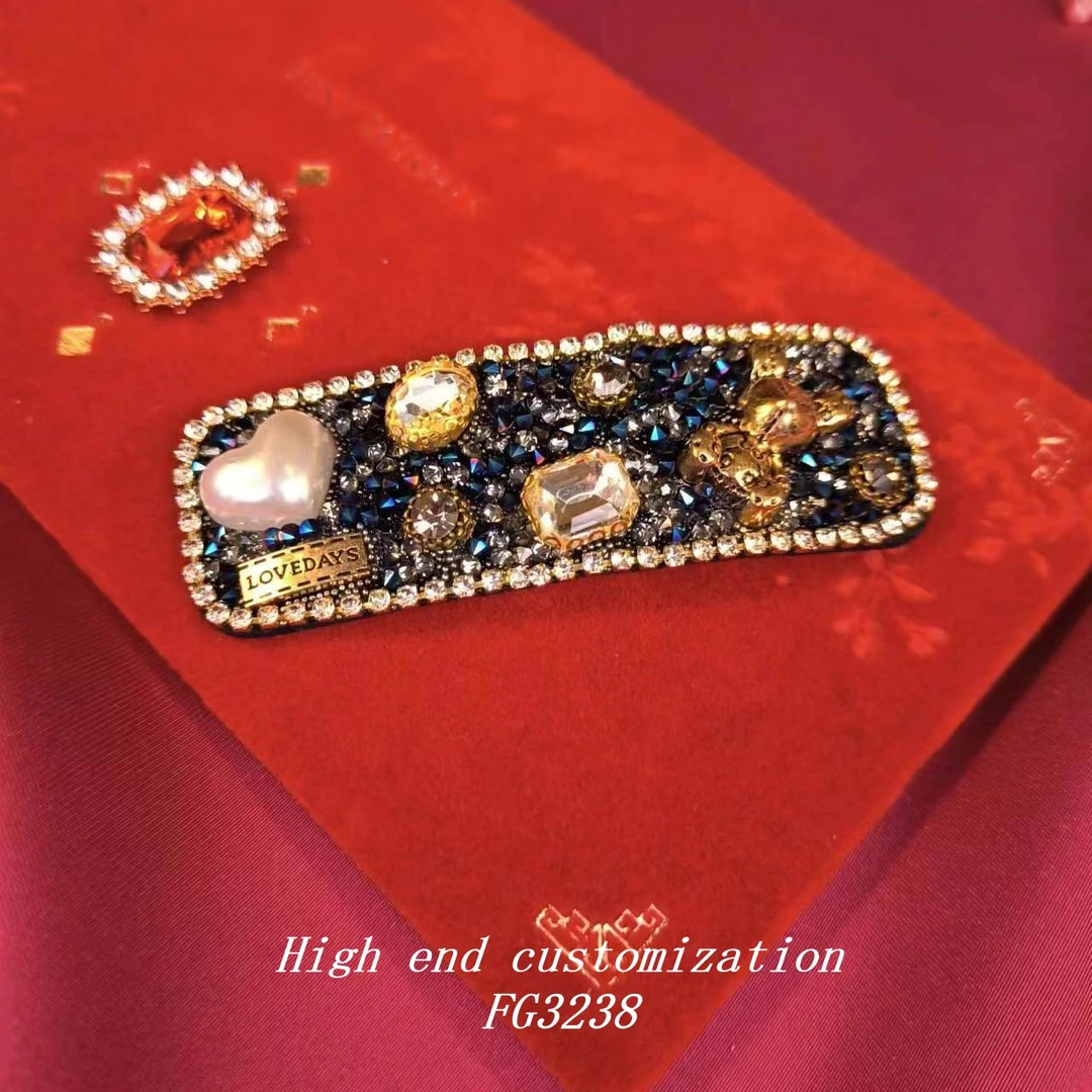白色爱心金色兔子蓝色彩石轻奢欧洲出口发夹 FG3238
