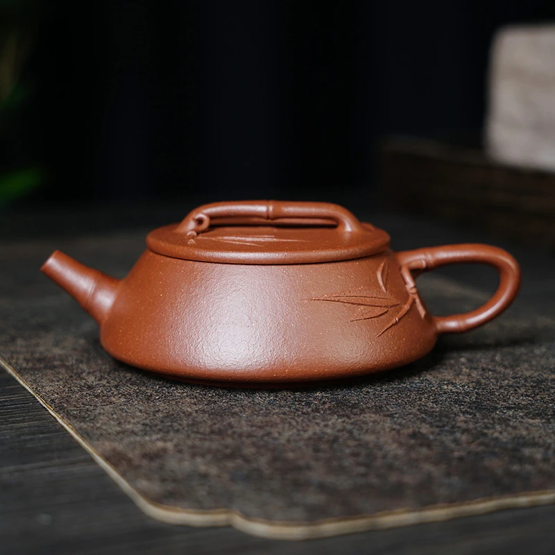 遇壶堂竹韵石瓢170cc/红降坡正宗宜兴纯手工紫砂壶0507泡茶壶茶具