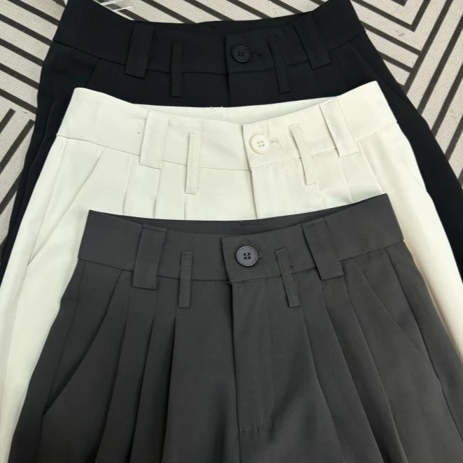 律动莫兰迪西装裤女春季高腰垂感宽松显瘦休闲拖地长裤百搭拖地裤