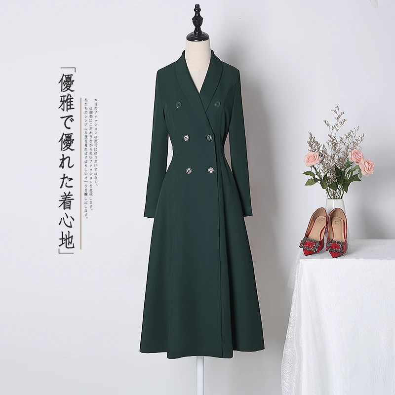 【董小姐】1515西装连衣裙女春秋新款法式赫本风长裙收腰设计感裙子