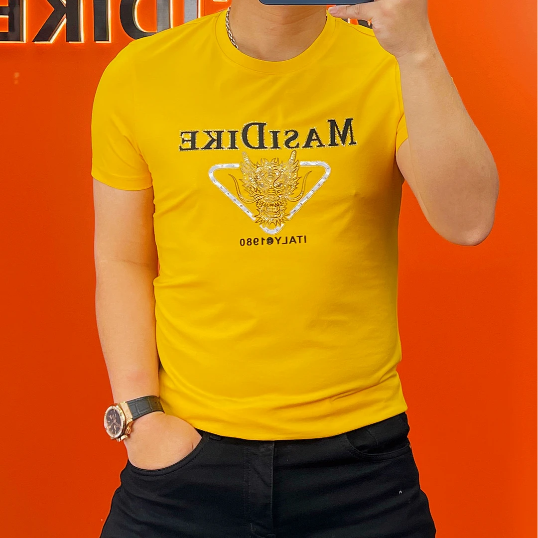MASIDIKE/马斯狄克品牌龙头夏款双丝光棉丝滑透气男士短袖T恤