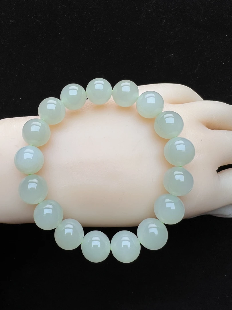 天然和田玉和田玉单圈晴水12mm质地细腻老料手串H088