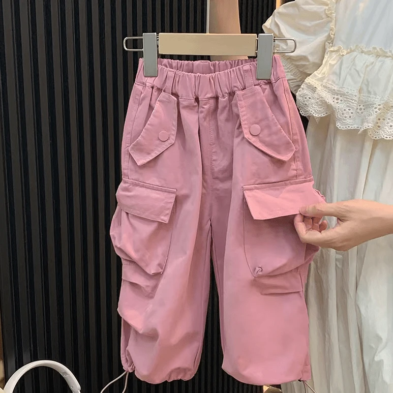 女童工装裤新款秋季裤子洋气百搭时髦宽松韩版童直筒裤潮款