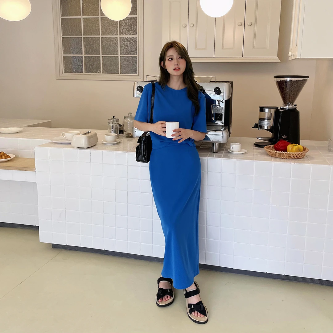 晶咕白标~天菜套组中长款时尚半身裙夏季显瘦性感户外休闲通勤裙