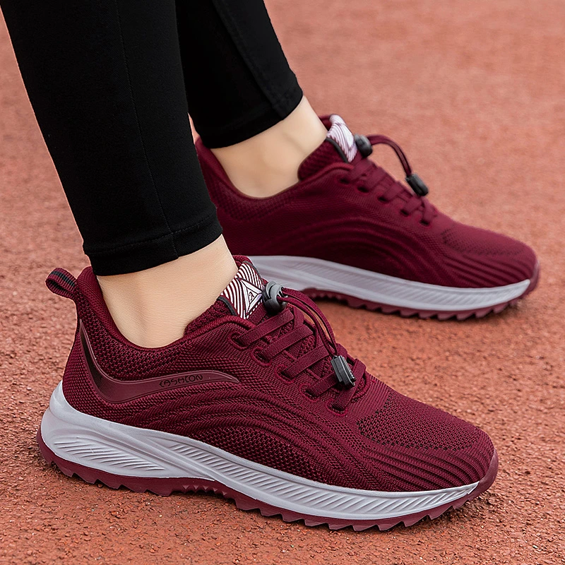 足力老人鞋轻便软底红色妈妈鞋中老年舒适防滑运动鞋夏季爸爸鞋