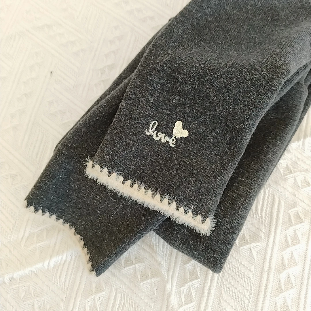 女童加绒打底裤  花边米奇头