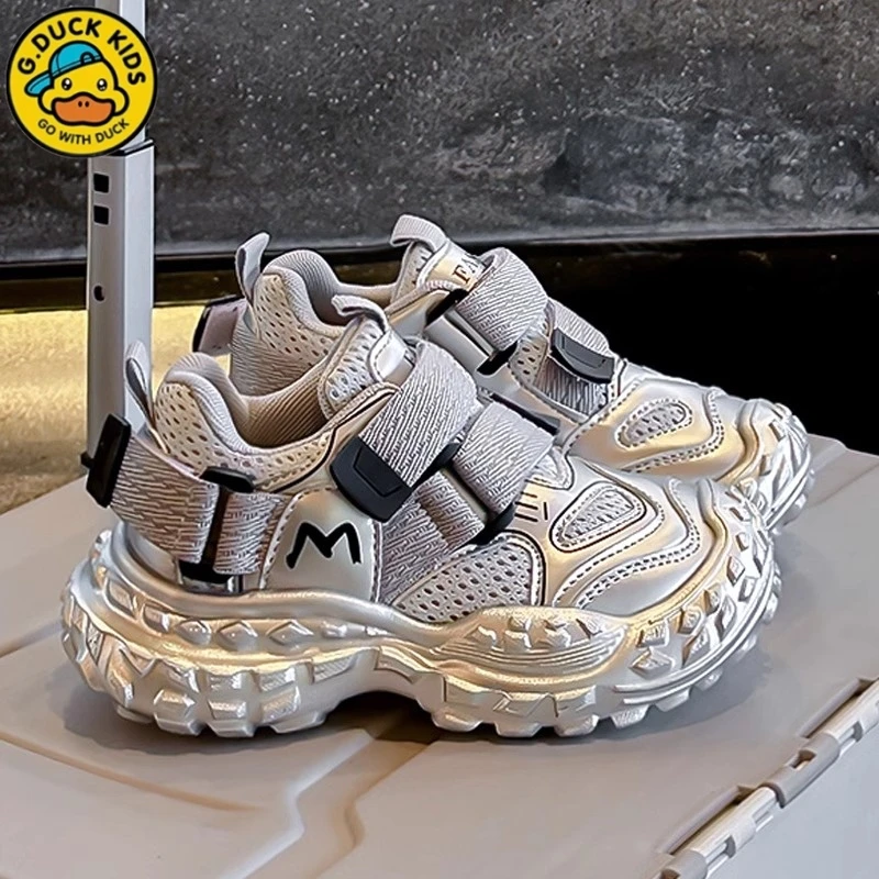 G.DUCK小黄鸭男童鞋子2025新款跑步儿童运动鞋透气老爹鞋软底春秋