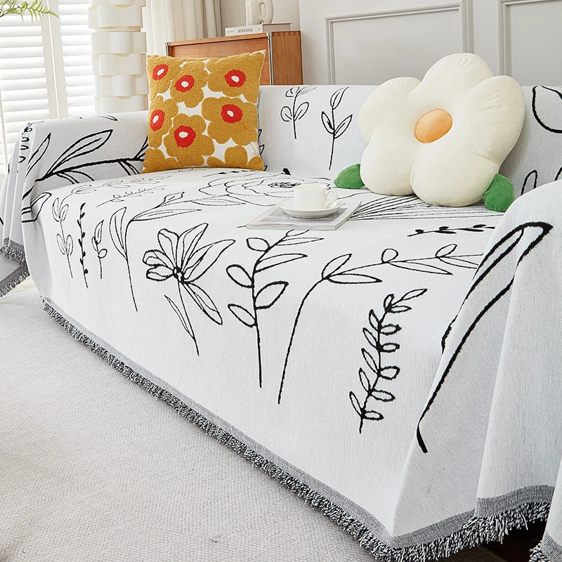 (提香)全盖防滑沙发巾盖布巾简约现代防尘防猫抓沙发套罩盖毯通用