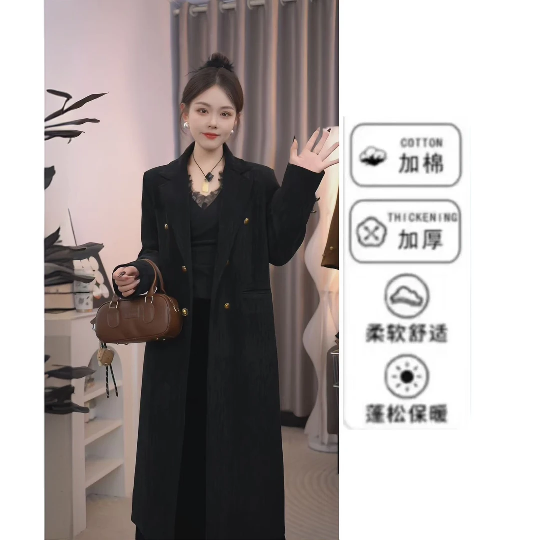 加厚大衣女2024秋冬新款高级感韩系正肩宽松长款小个子毛呢外套