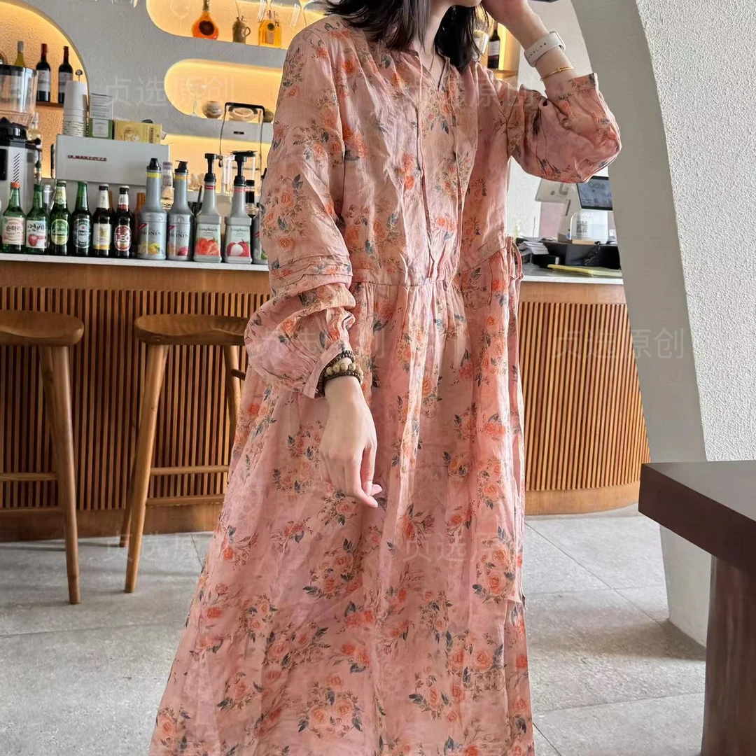 7537-连衣裙气质碎花（有里衬）