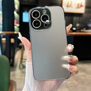 苹果15/14/13/11AG电镀磨砂自带镜头膜iPhone12promax防摔手机壳