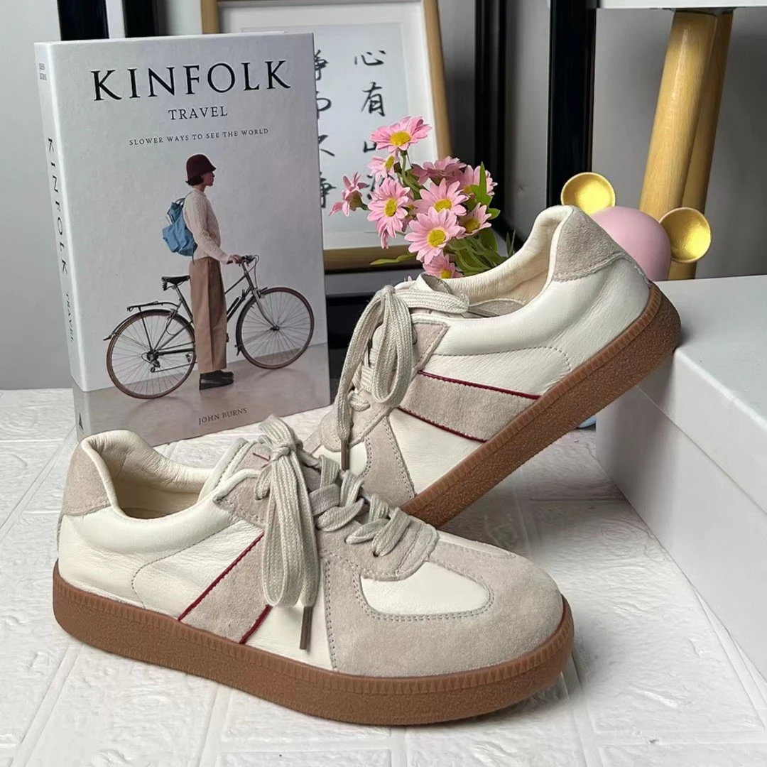 德训鞋女2023年新款欧洲站平底时尚系带百搭运动阿甘鞋子  3283