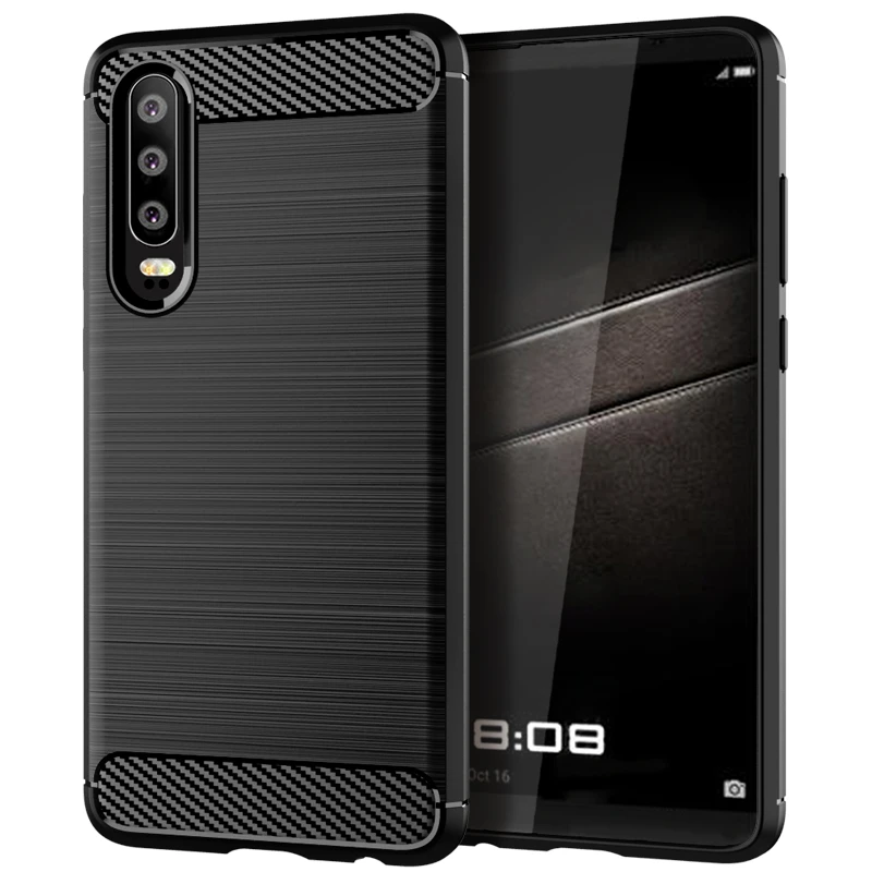 华为P30碳纤纹手机壳全包防摔磨砂防指纹手汗超薄散热手机壳