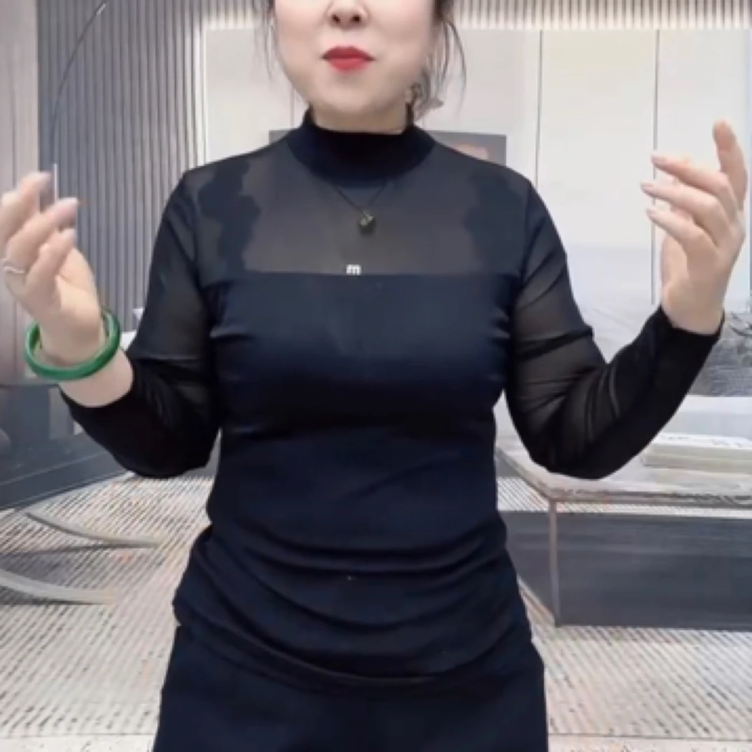 新款6390大码立领长袖打底衫女时尚小衫