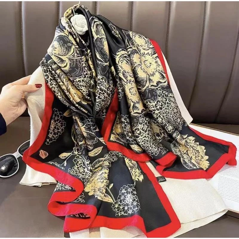 1-315 丽景缎90x180左右丝巾长巾洋气时尚百搭