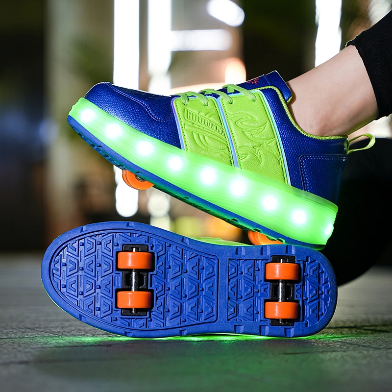 男女运动暴走鞋儿童滑轮鞋学生版带轮子溜冰鞋成人充电闪光飞行鞋